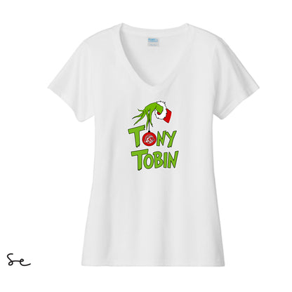 Tony Tobin Grinch- Ladies V-Neck Shirt