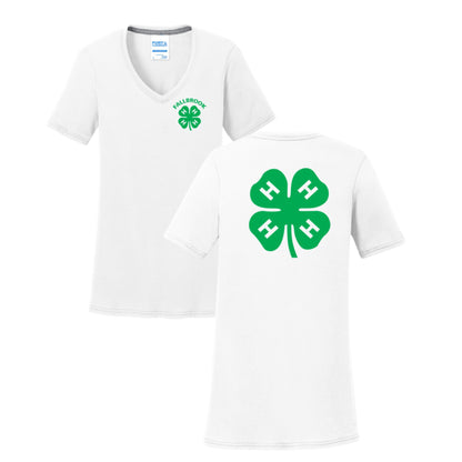 Clover 4H - LADIES V-Neck Shirt - Left Chest/Back Design