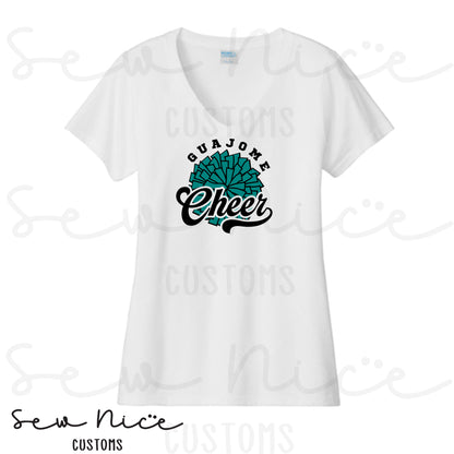 Guajome Pom Pom Single Print- Ladies V-Neck Shirt