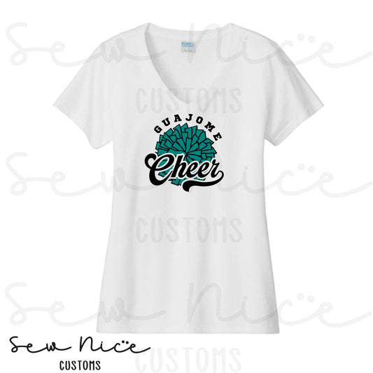 Guajome Pom Pom Single Print- Ladies V-Neck Shirt