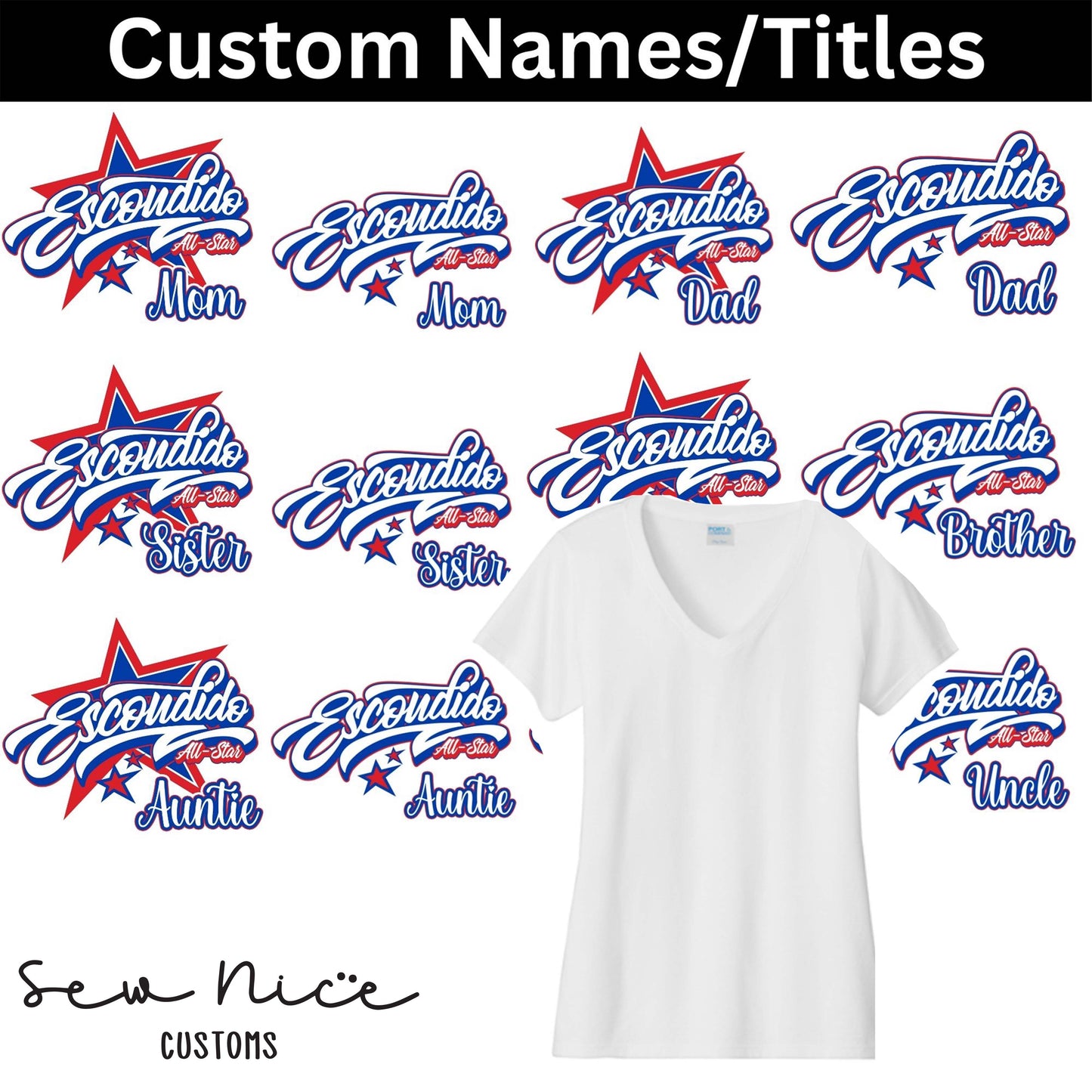 CUSTOM Name/Title Escondido Logo- Ladies V-Neck