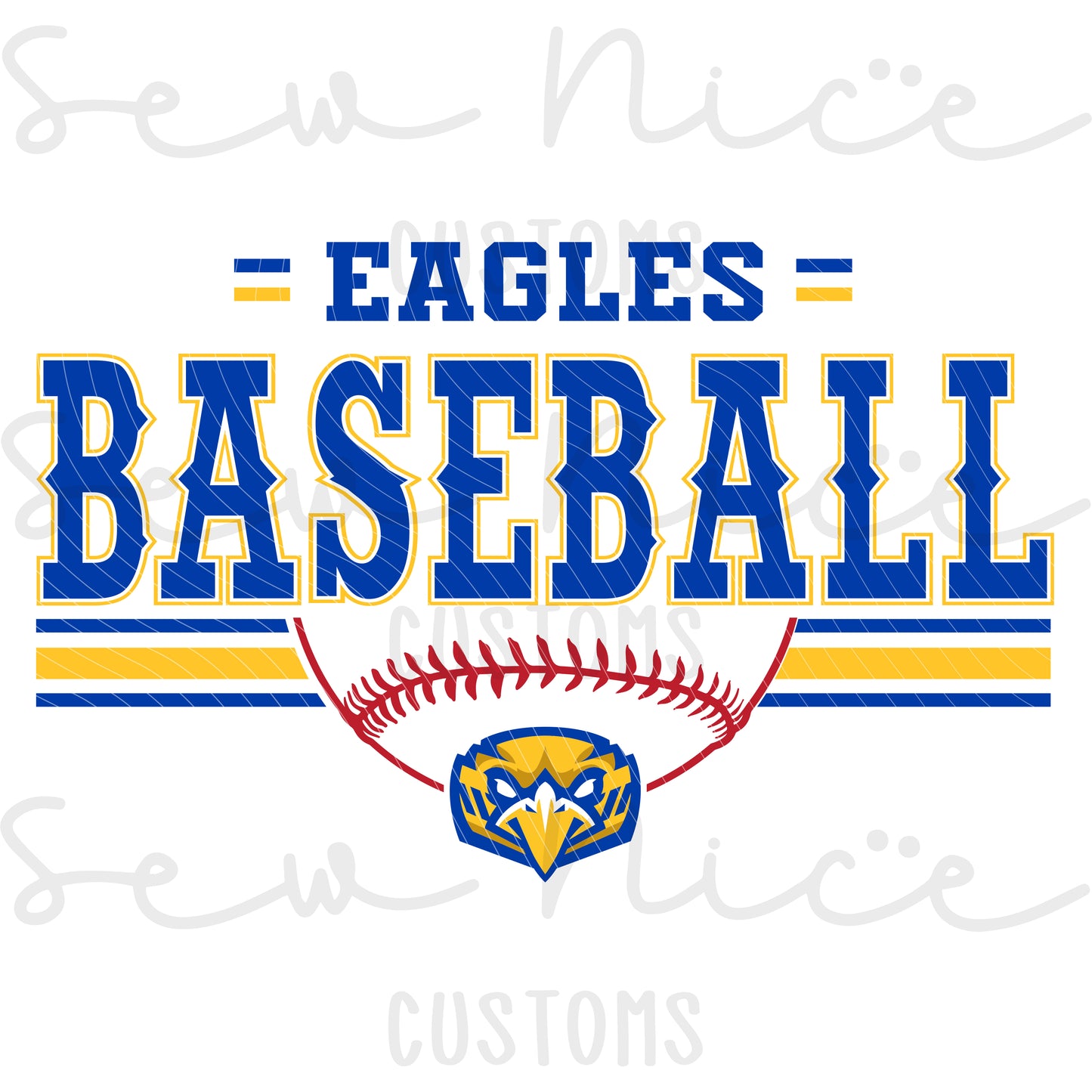 Eagles Baseball Stripes- Ladies V-Neck Shirt