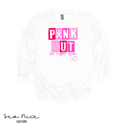 PINK OUT- Go Fight Win- FHS Volleyball- Unisex Adult/Youth Crewneck Sweatshirt