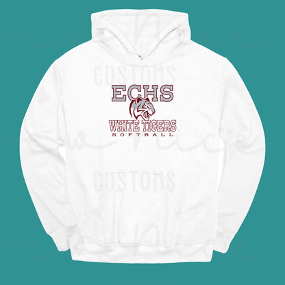 ECHS White Tigers Softball- Unisex Adult/Youth Hoodie