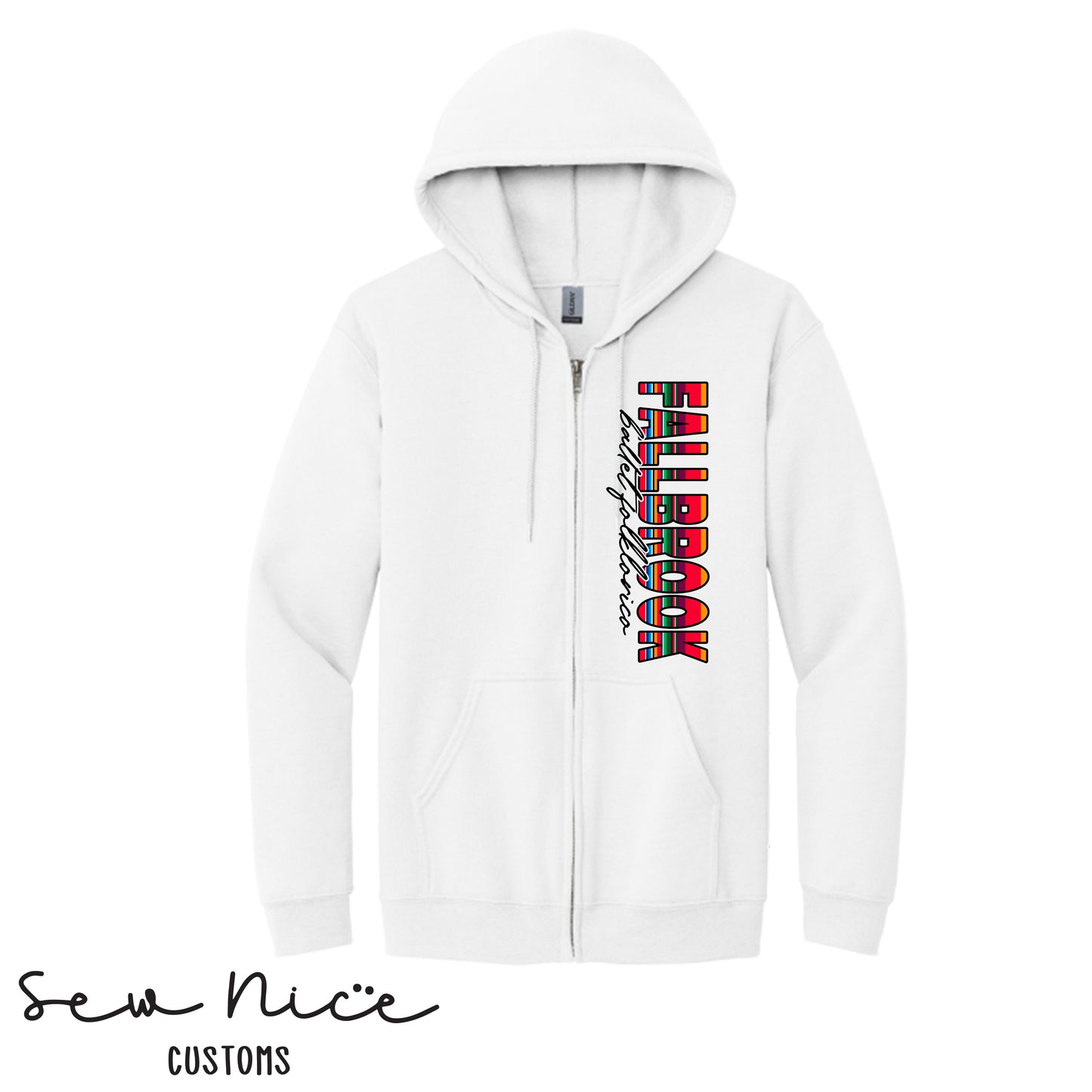 Fallbrook Serape Side Design- Unisex Adult/Youth Full Zip Hoodie