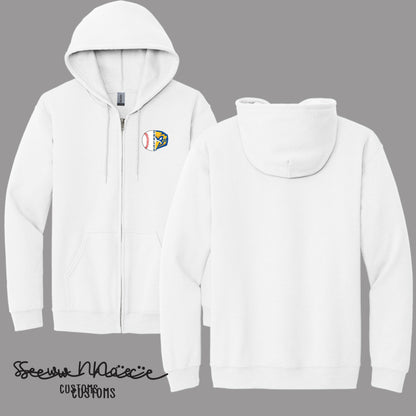 Split Baseball & Eagles Face- Unisex Adult/Youth Full Zip Hoodie