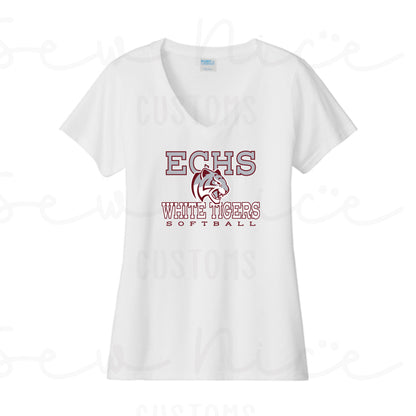 ECHS White Tigers Softball- Ladies V-Neck Shirt