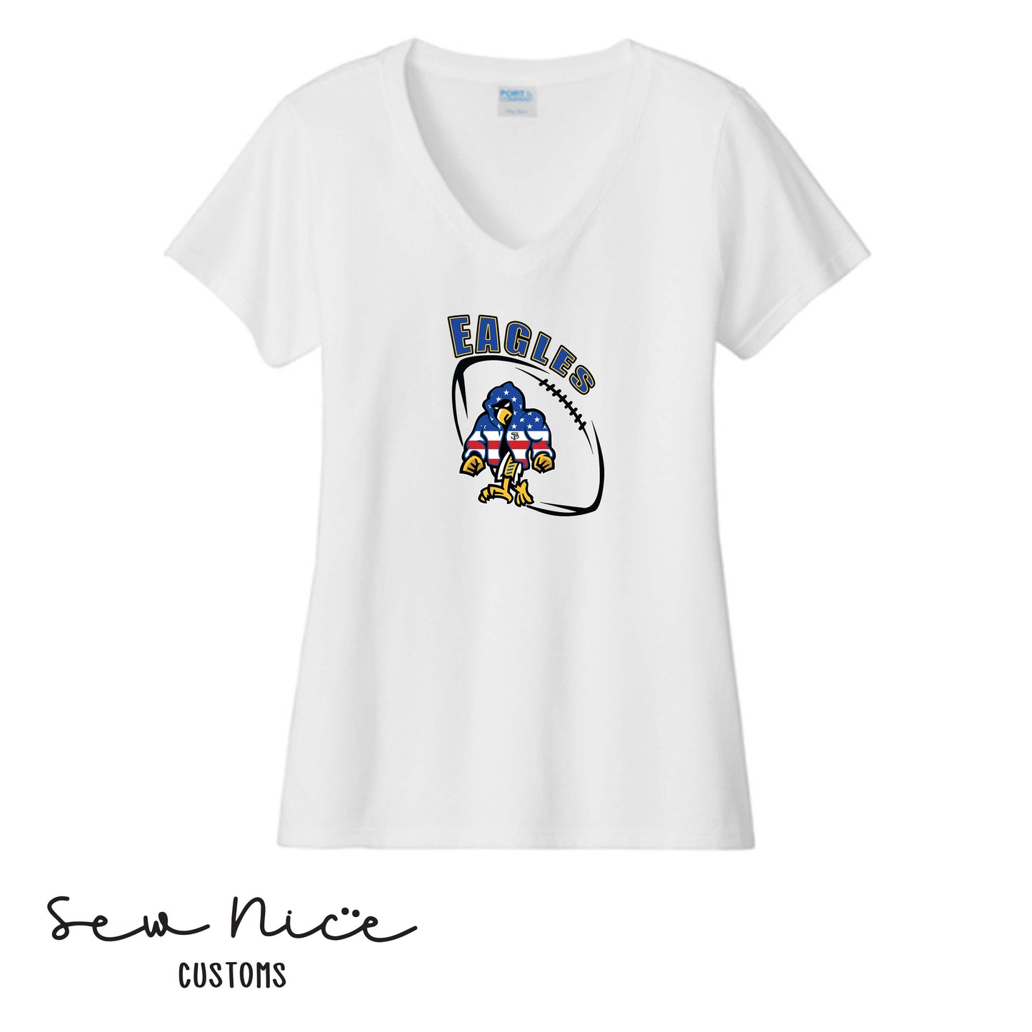 SP Eagles American Flag Robe- Ladies V-Neck Shirt