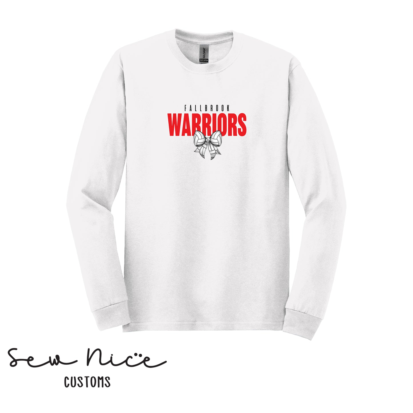 Fallbrook Warriors Volleyball Bow- Unisex Adult/Youth Long Sleeve Shirt