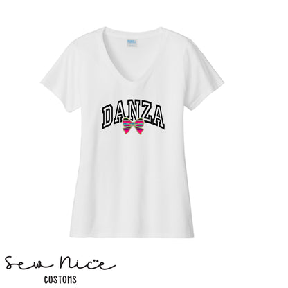 Danza Bow- Unisex Adult/Youth Ladies V-Neck Shirt