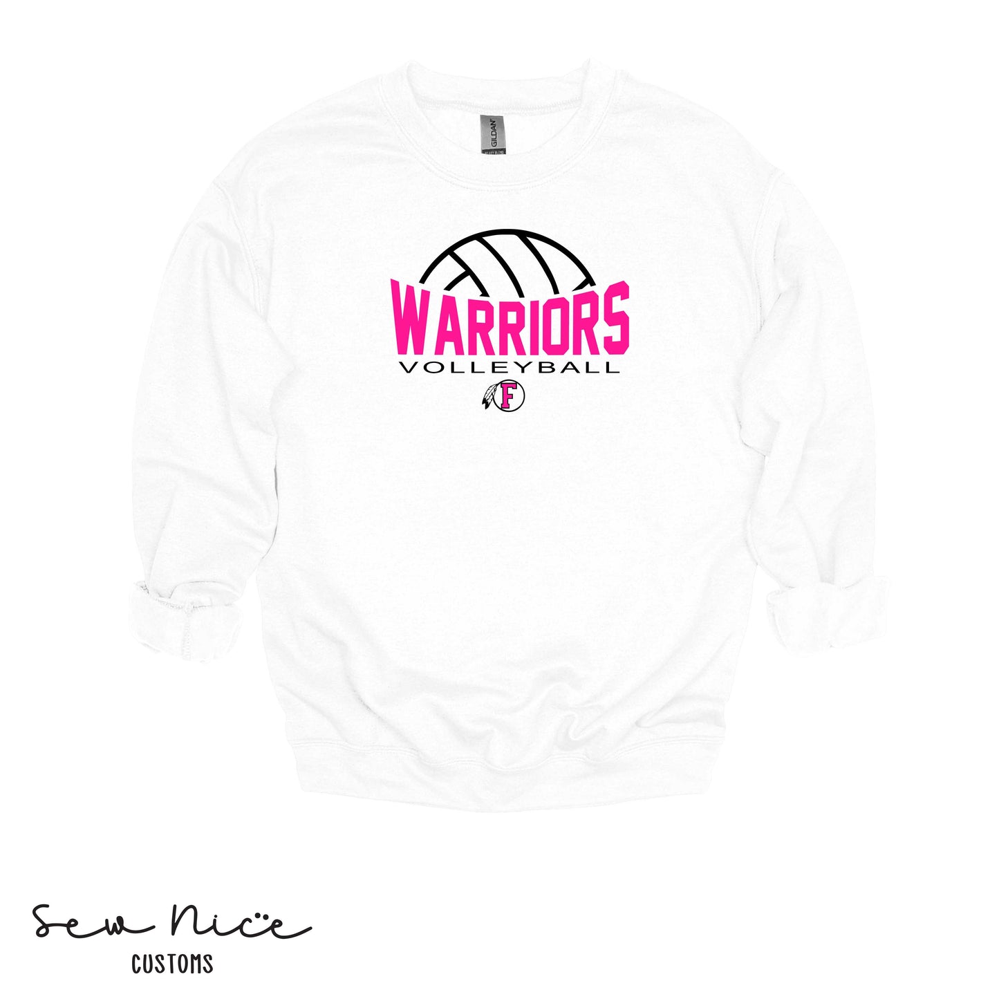 PINK Warriors- FHS Volleyball- Unisex Adult/Youth Crewneck Sweatshirt