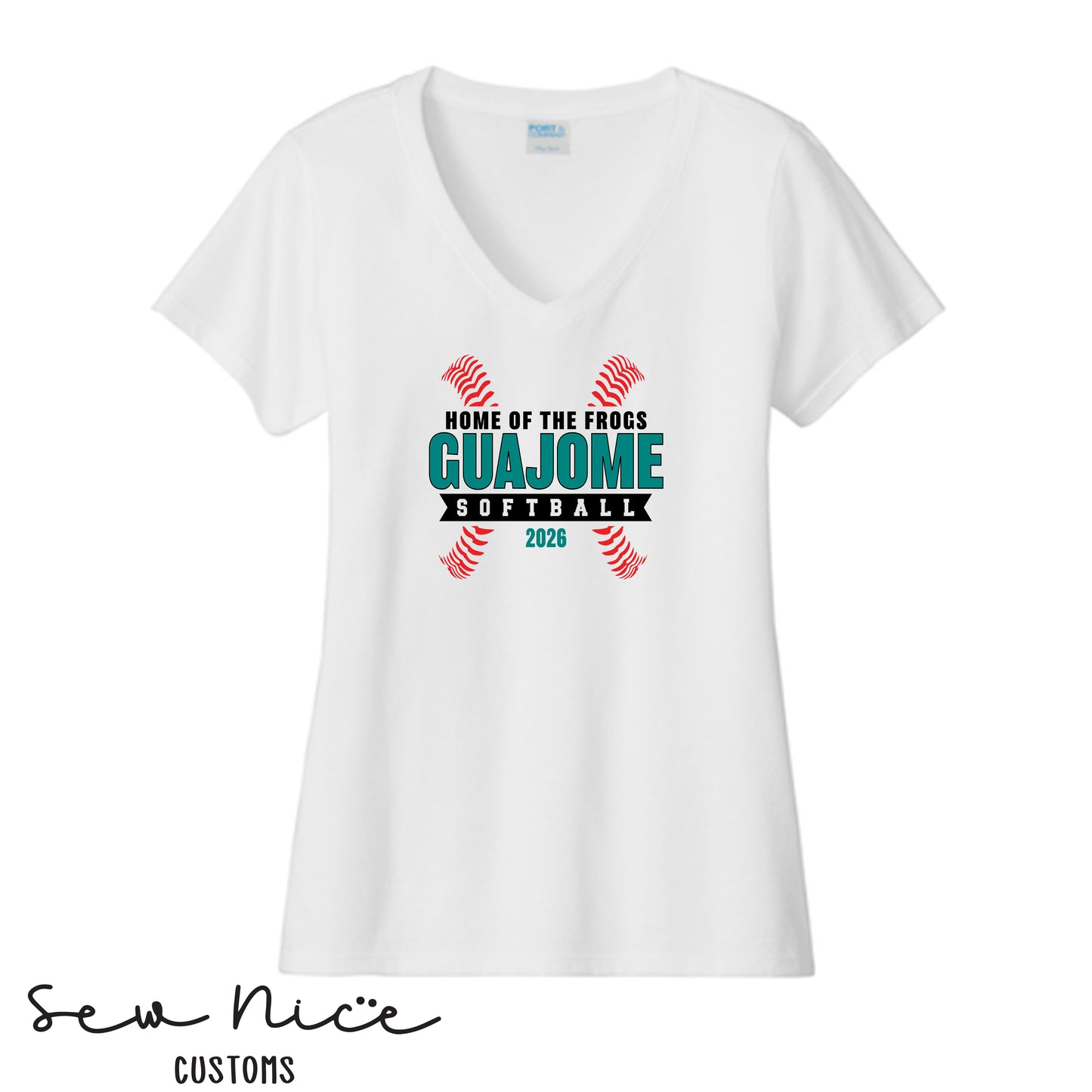Guajome Seams Softball- Ladies V-Neck Shirt