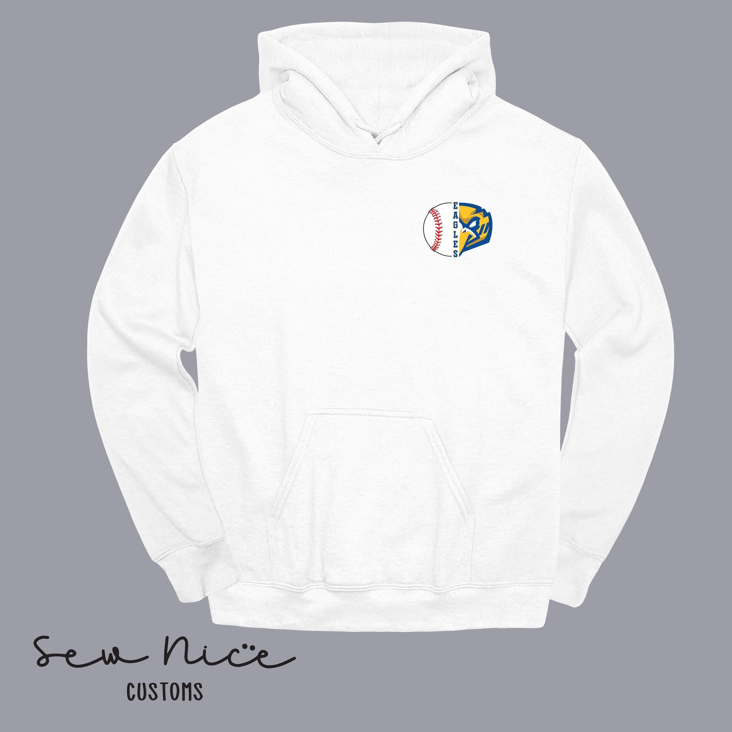 Split Baseball & Eagles Face- Unisex Adult/Youth Hoodie