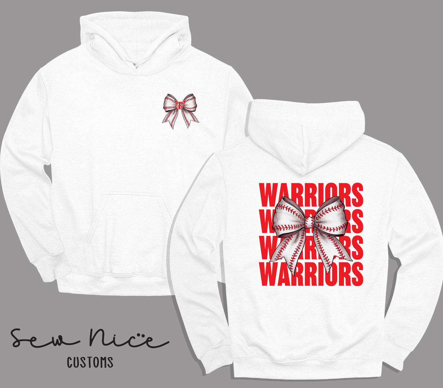 Warriors Baseball Bow- Unisex Adult/Youth Hoodie