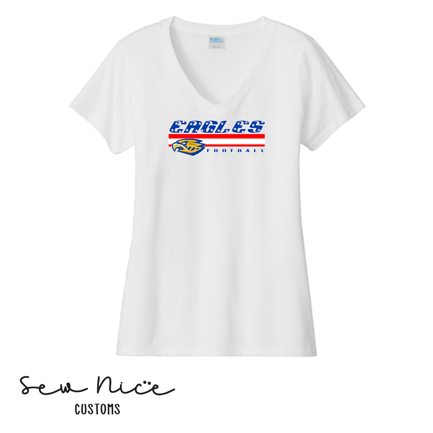 SP American Flag Eagles- Ladies V-Neck Shirt