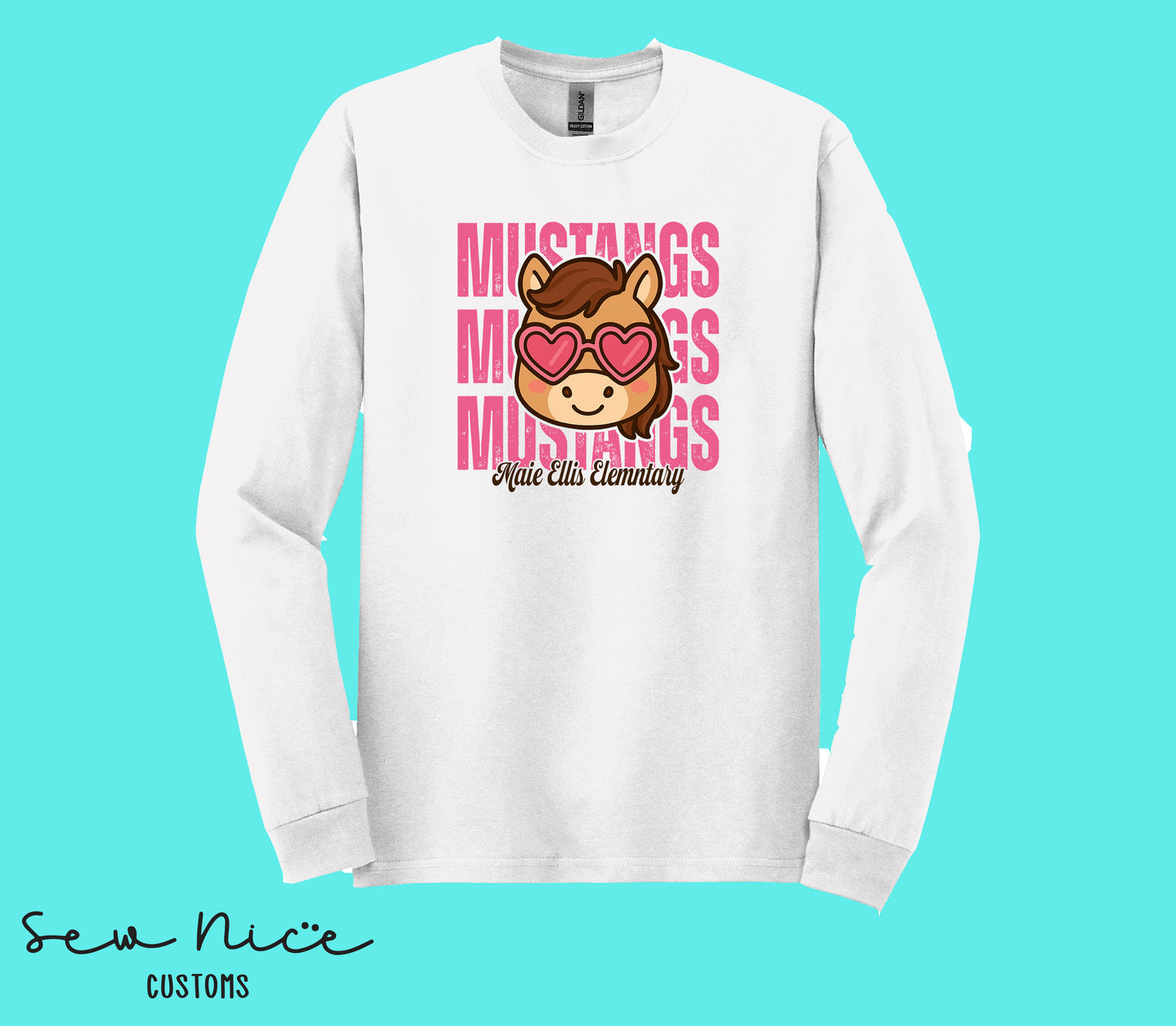 Mustangs Valetines- Unisex ADULT Long Sleeve Shirt