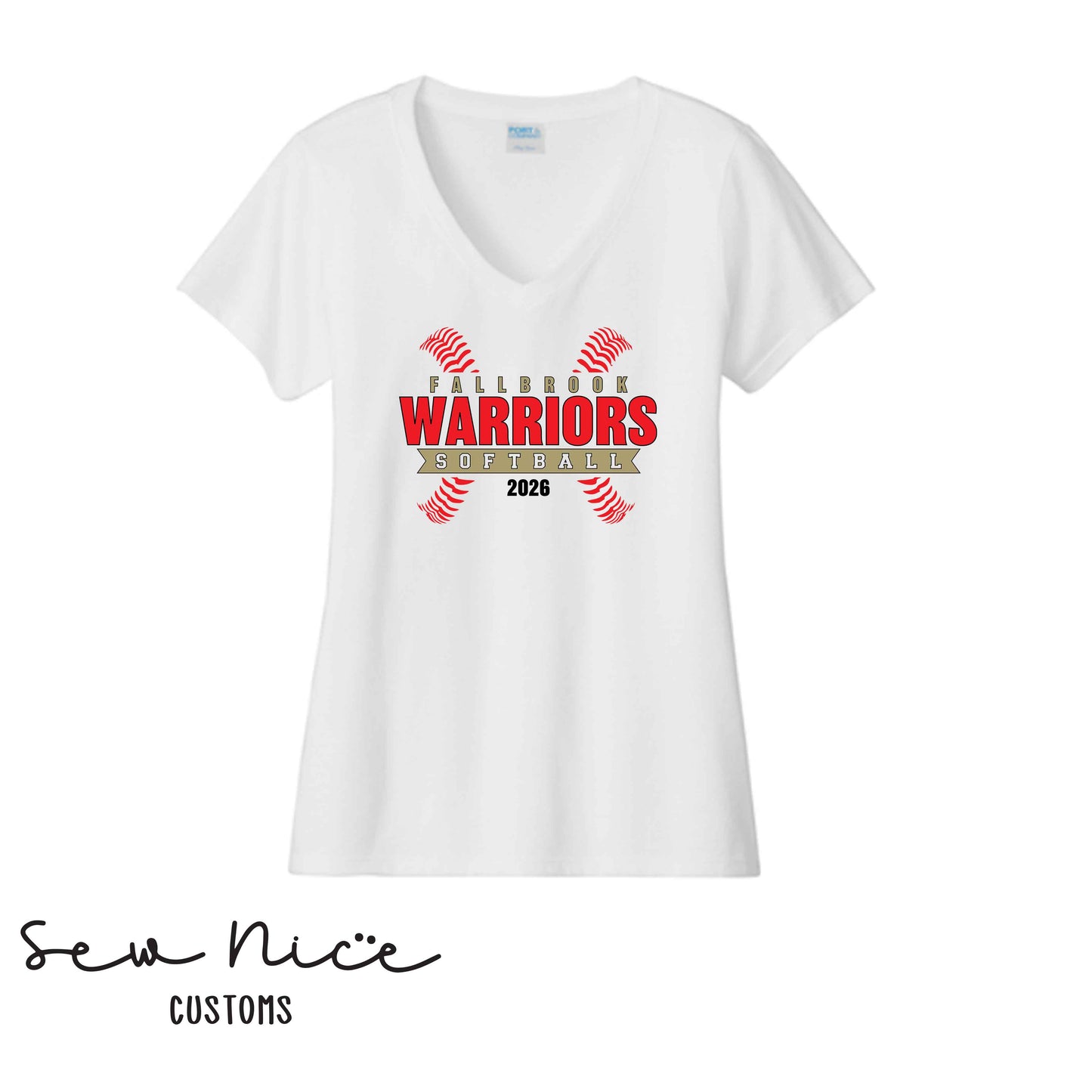 FHS Softball Seams- Ladies V-Neck Shirt