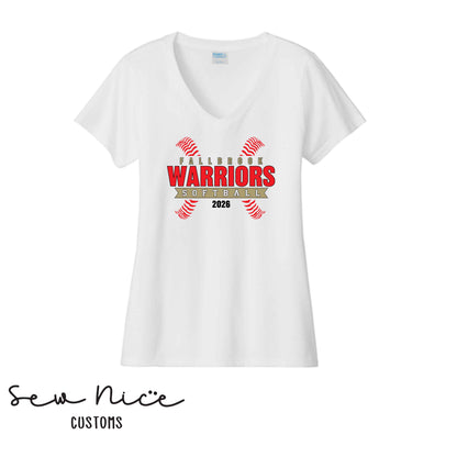 FHS Softball Seams- Ladies V-Neck Shirt