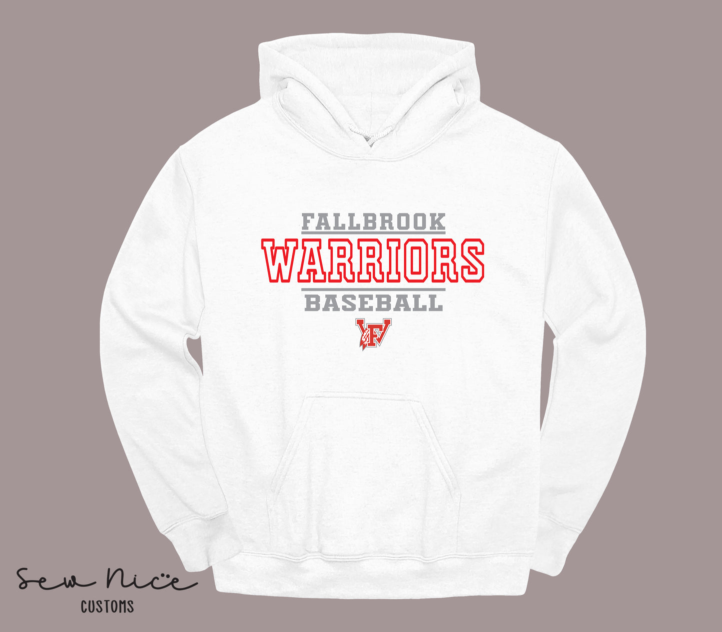 Fallbrook 12u Warriors Baseball- Unisex Adult/Youth Hoodie