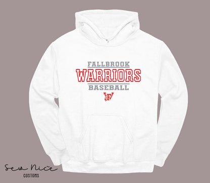 Fallbrook 12u Warriors Baseball- Unisex Adult/Youth Hoodie