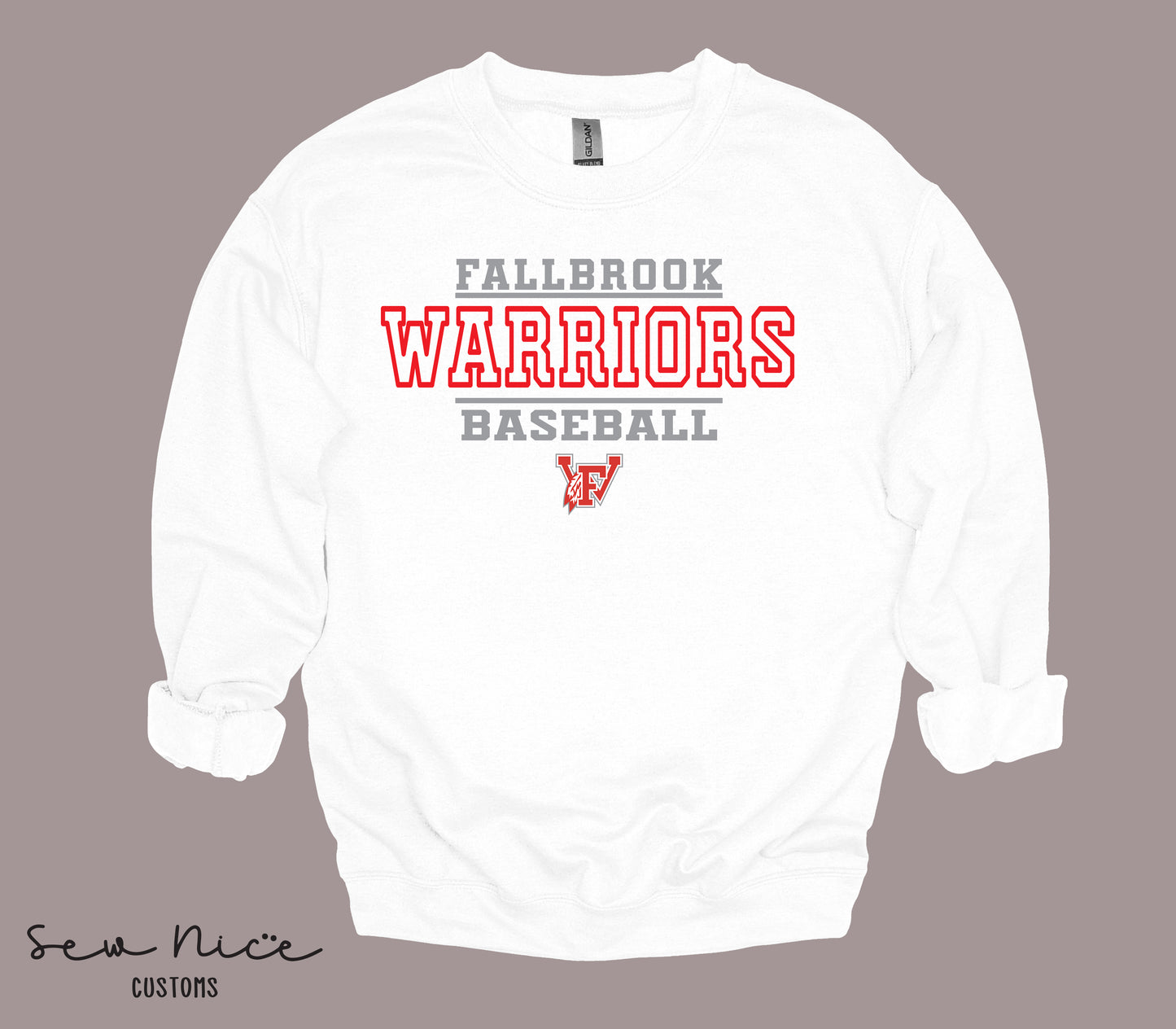 Fallbrook 12u Warriors Baseball- Unisex Adult/Youth Crewneck Sweatshirt