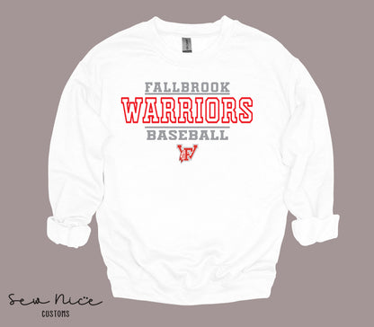 Fallbrook 12u Warriors Baseball- Unisex Adult/Youth Crewneck Sweatshirt