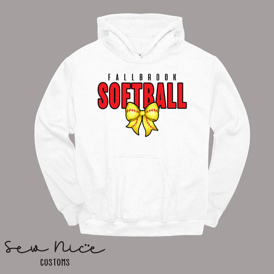 Fallbrook Softball Bow Design - Unisex Hoodie