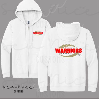 Distressed Fallbrook Warriors- Full Zip Hoodie
