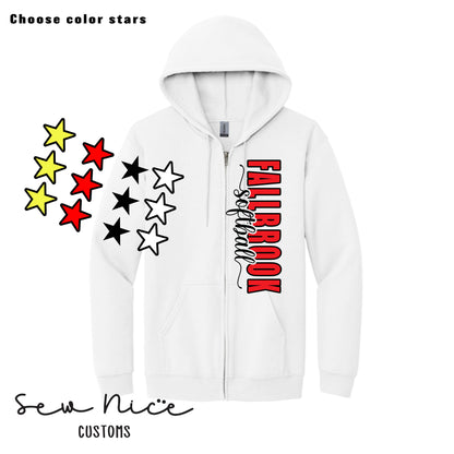 Fallbrook Softball Side Design- Unisex Full Zip Hoodie
