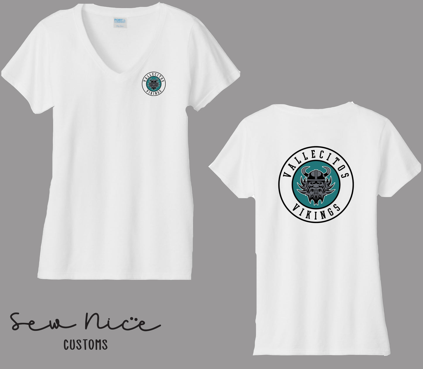 Vallecitos Logo-Front/Back- Ladies V-Neck Shirt