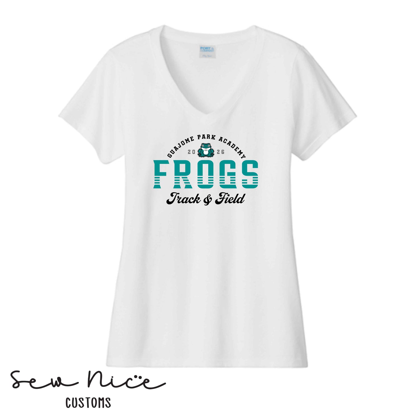 Guajome Stripe Track & Field- Ladies V-Neck Shirt
