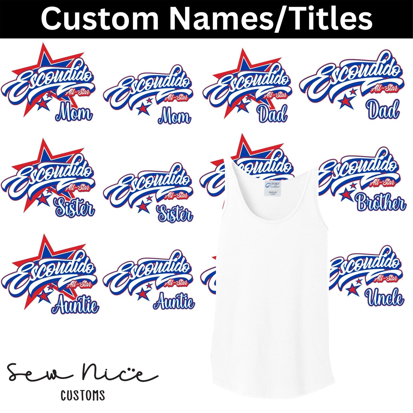 CUSTOM Name/Title Escondido Logo- Ladies Tank Top