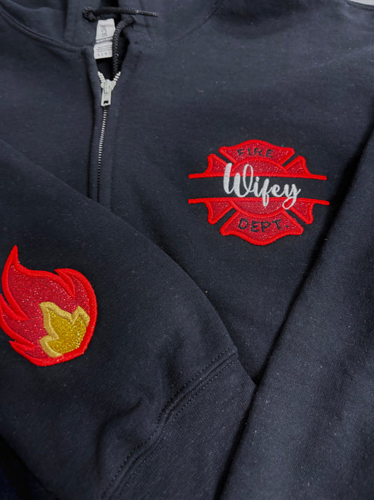 Firefighter Wifey - Glitter Embroidered Applique