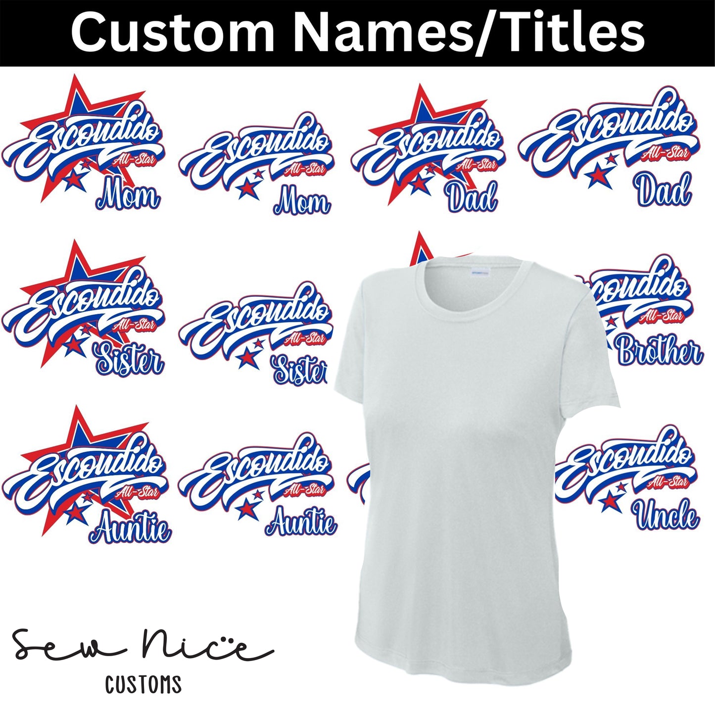 CUSTOM Name/Title Escondido Logo- Ladies Dri Fit Shirt