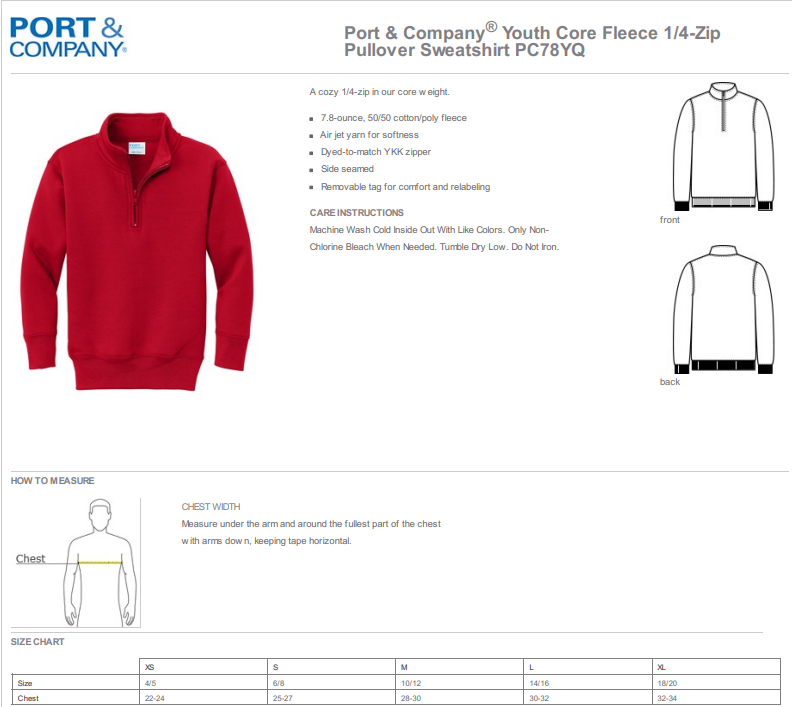 Embroidered FHS Volleyball Logo - Unisex Adult/Youth 1/4 Zip Sweatshirt