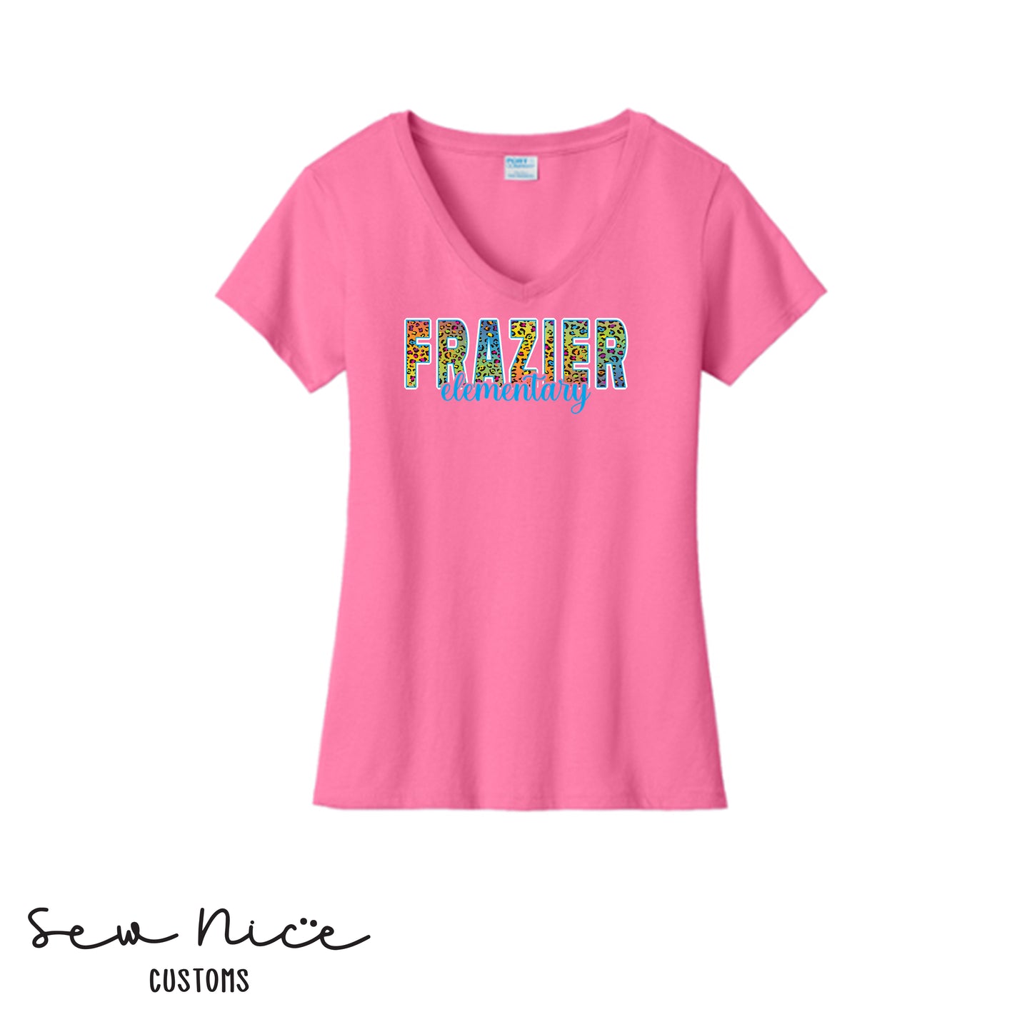 Leopard Frazier Design- Ladies V-Neck Shirt