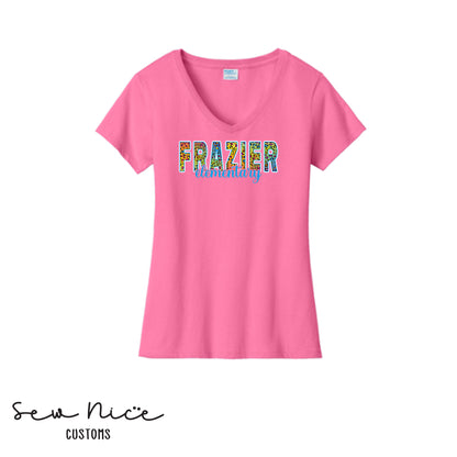Leopard Frazier Design- Ladies V-Neck Shirt