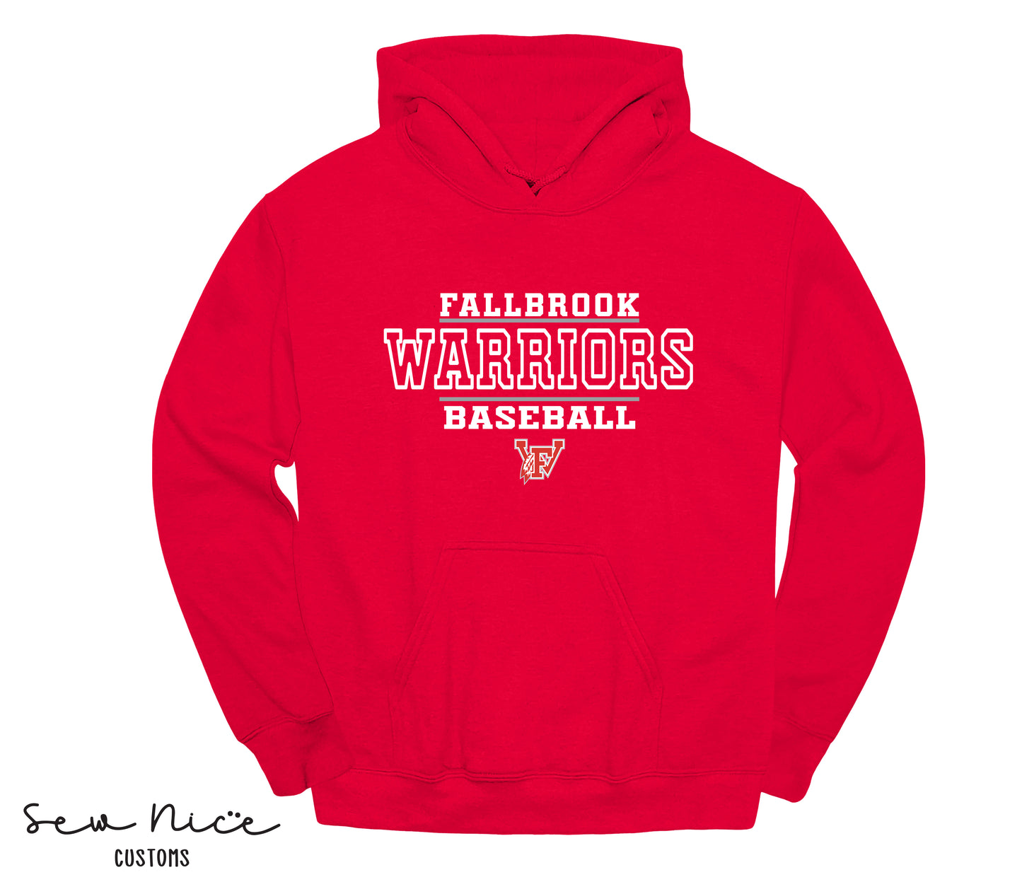 Fallbrook 12u Warriors Baseball- Unisex Adult/Youth Hoodie