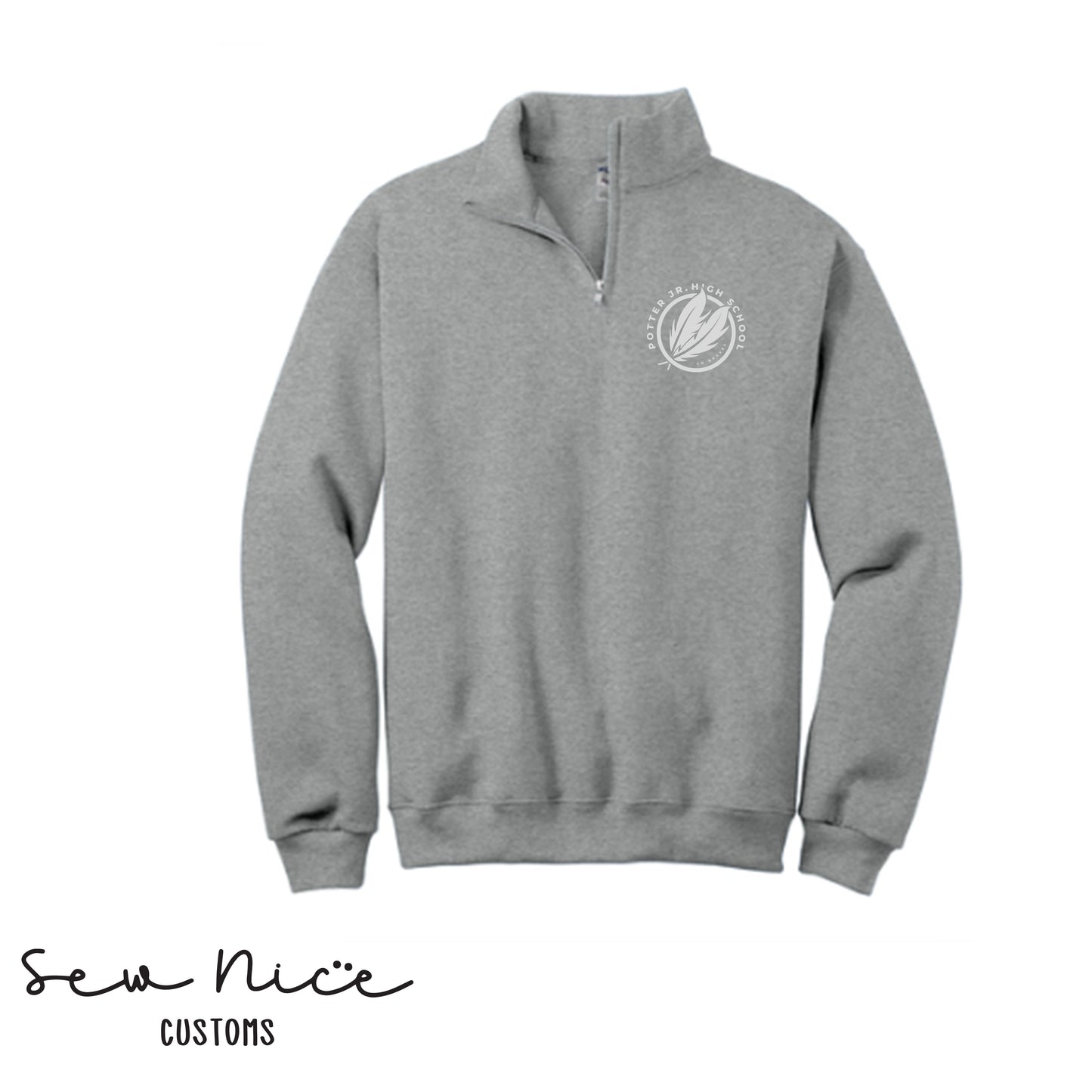 Potter Monochromatic Embroidered Design- Unisex Adult  1/4 Zip Sweatshirt