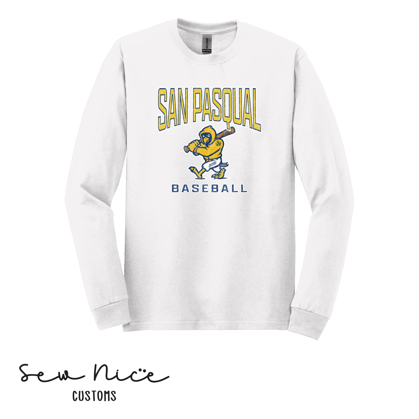 San Pasqual Baseball Mascot- Unisex Adult/Youth Long Sleeve Shirt