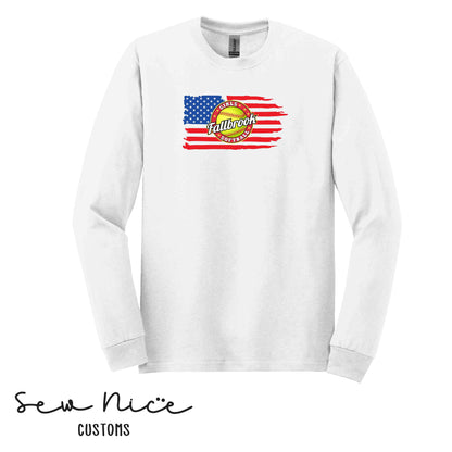 American Flag Softball -Unisex Long Sleeve Shirt